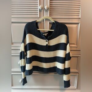 American Eagle Navy and White Striped Sweater